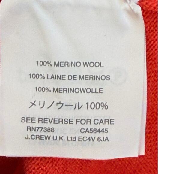 J. Crew 100% Merino Wool V-Neck Sweater Bow Lightweight S Orange Travel Preppy - Picture 4 of 8